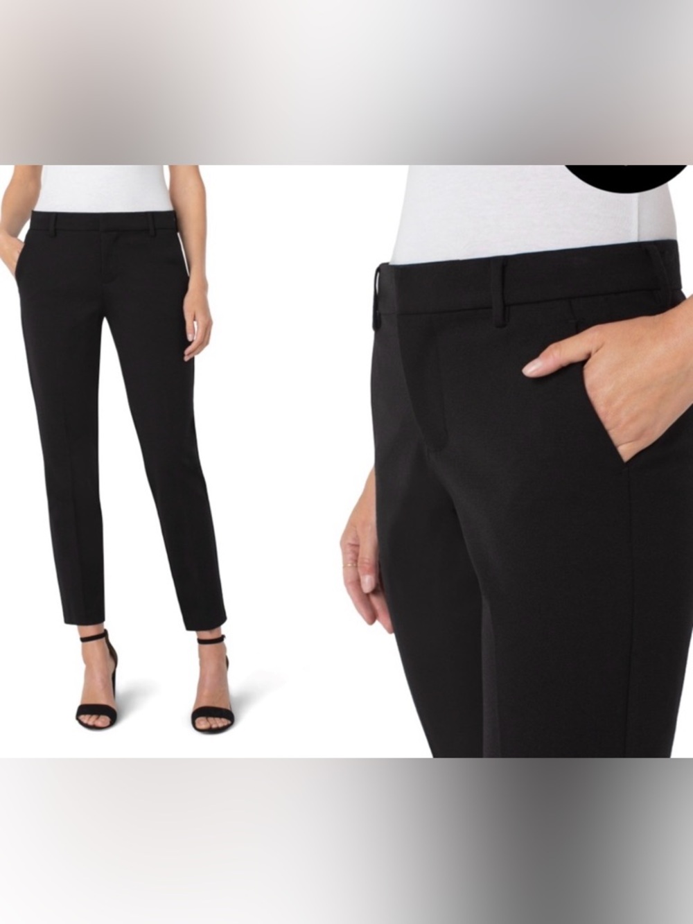 Liverpool Navy Kelsey Knit Trouser Super Stretch  Textured Pants Size 14 P